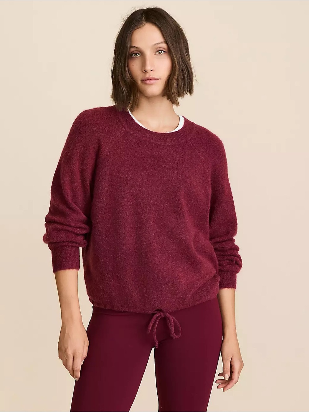 Lou & Grey Plush Crewneck Sweater in Wine